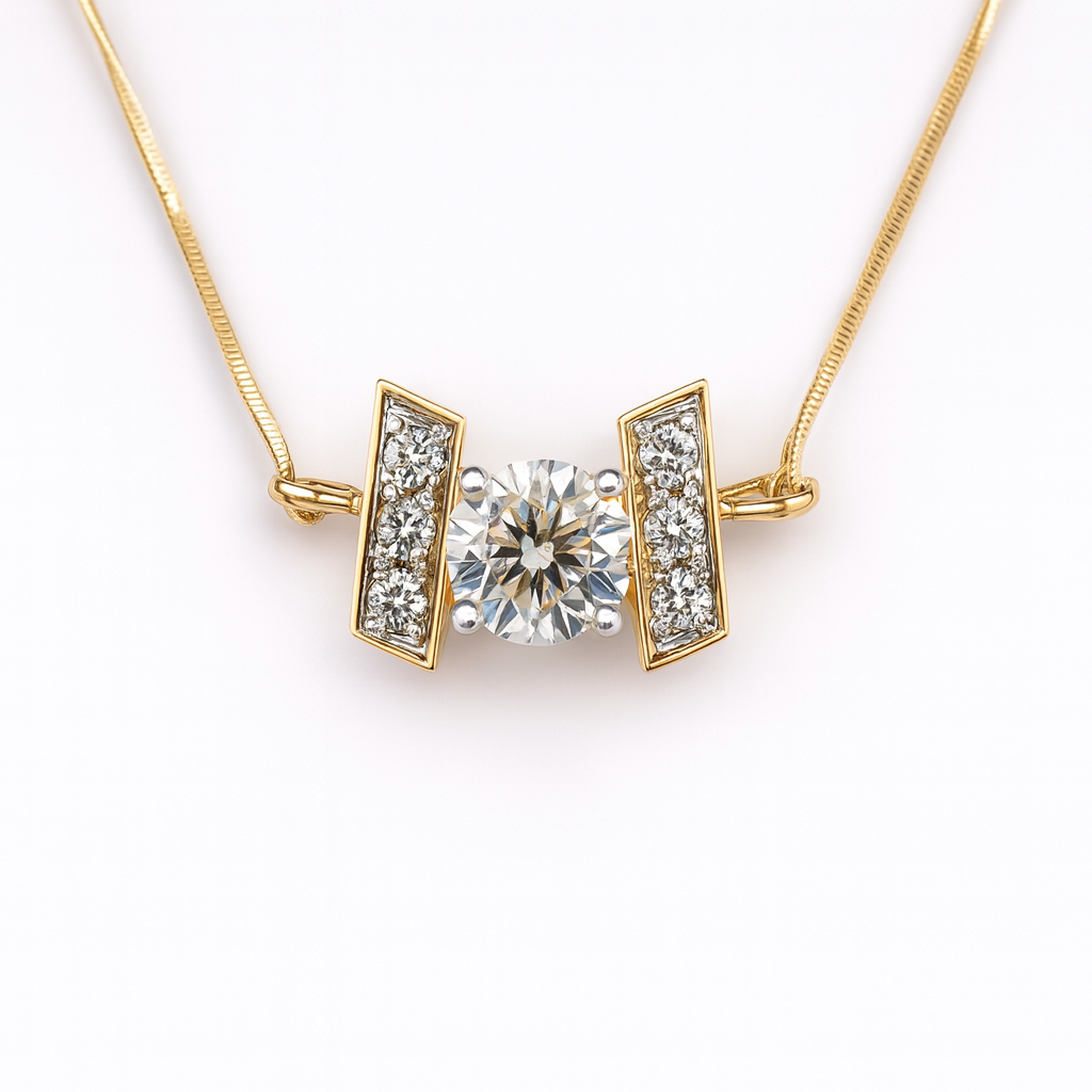 Beautiful 18 Kt Gold  Natural Diamond Pendant